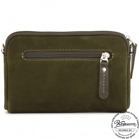  Кожаный клатч "Марта" (нубук хаки)